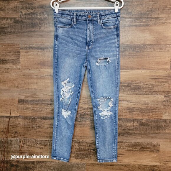American Eagle Jeans 10 S Jegging Highest Rise Next Level Stretch Medium Light - Picture 1 of 13